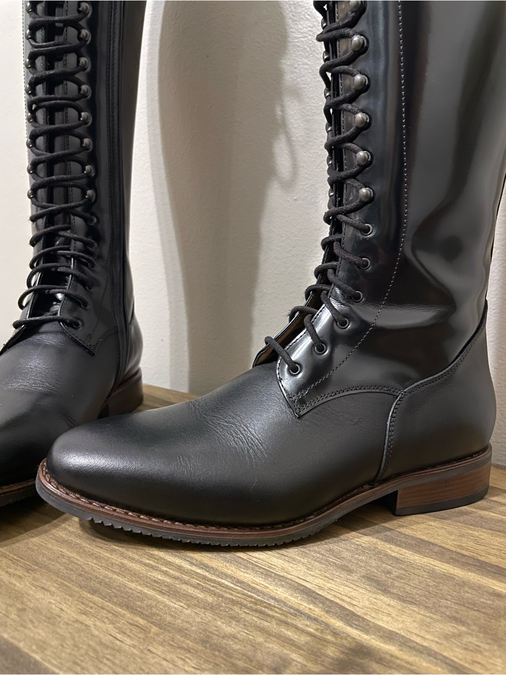 DeNiro Black Lace Up Tall Riding Boots 38 C-M - Picture 4 of 9